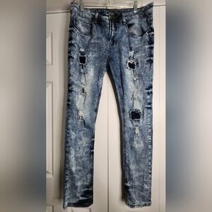 CJ Black Mens Distressed Destroyed Blue Jeans Size 34/32 Skinny Flex